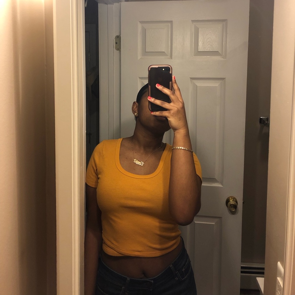 Mustard yellow crop top